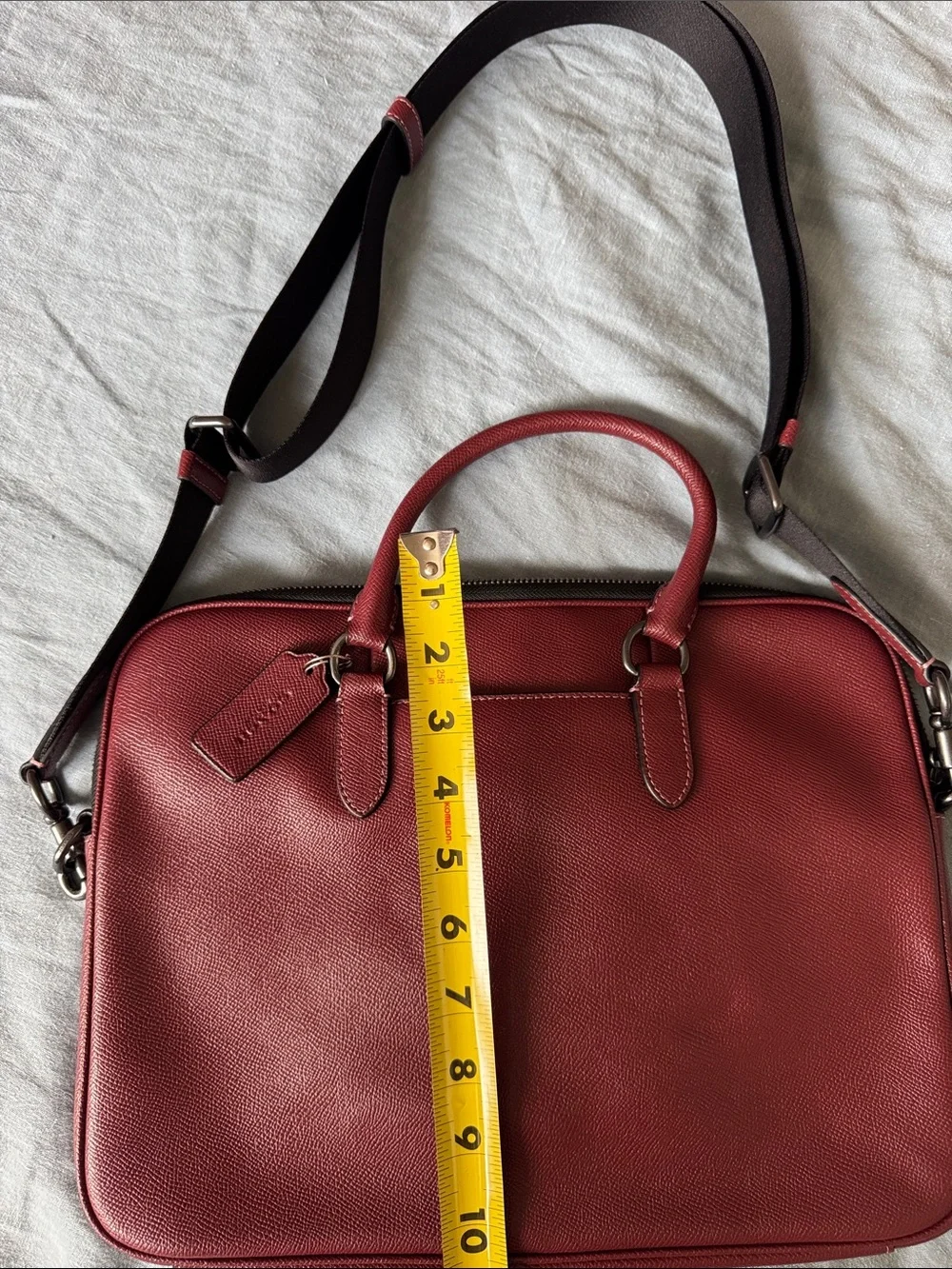 COACH Red Leather Laptop Satchel with Adjustable Crossbody Strap good shape - Picture 5 of 5